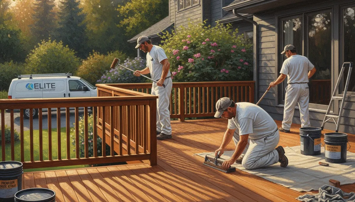 Deck staining in Lafayette, LA by Lafayette Paint Pros for durable wood protection and curb appeal